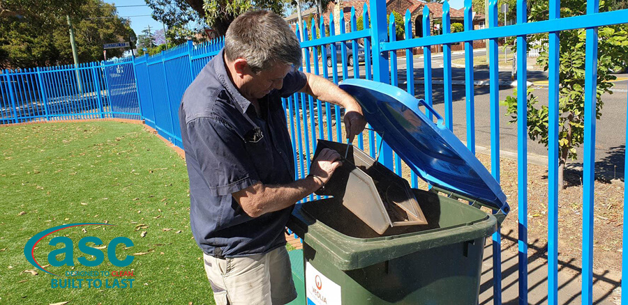 Cleaning Dustbin Of ASC Astro Turf M1 Sweeper